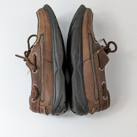Sperry Boy 13.5 Boat Shoes Brown Leather Top Sider Cutter Lace Up Loafer Uniform - Picture 3 of 15